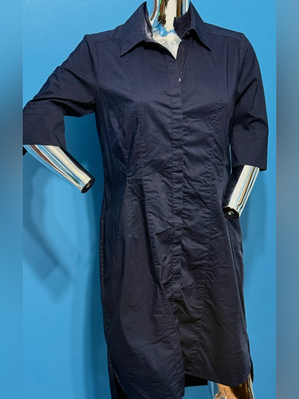 White House Black Market Navy Shirt-Style Trench Coat